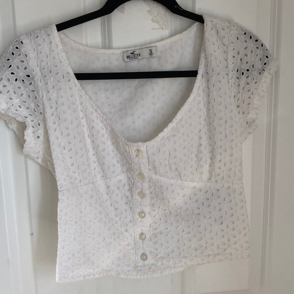Hollister button up eyelet top